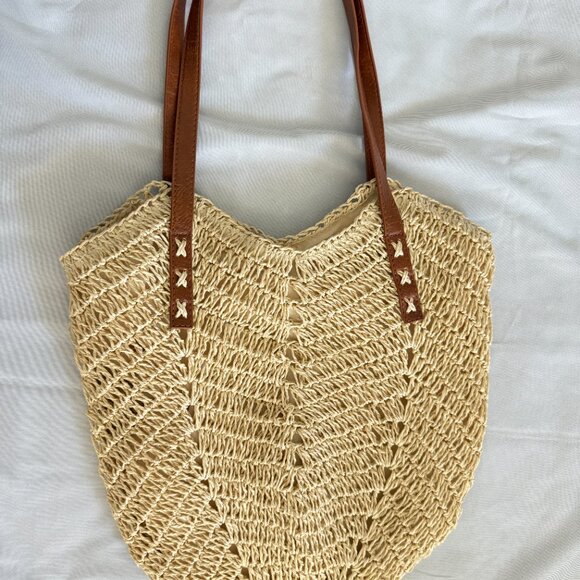 Woven Shoulder Bag Handmade bag Summer Straw market basket bag - Picture 2 of 10